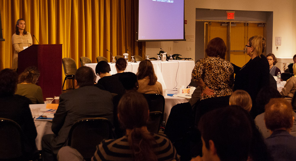 Susan Gibbons taking questions from the audience